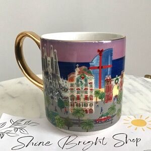 Anthropologie Barcelona Mug Holiday in the City Glazed Decaled Stoneware NIB